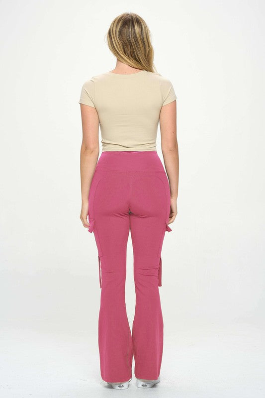 High Waist Cargo Flare Leggings