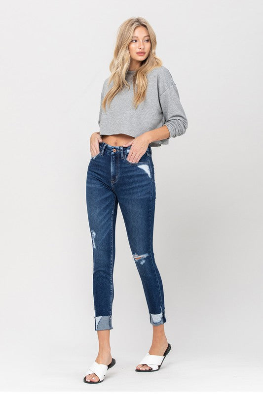 High-Rise Distressed Skinny Jeans