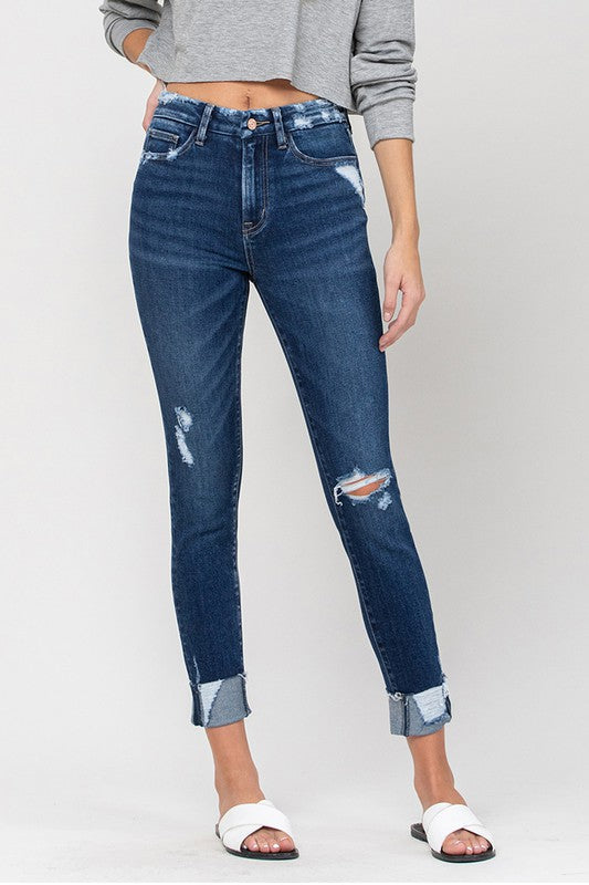 High-Rise Distressed Skinny Jeans