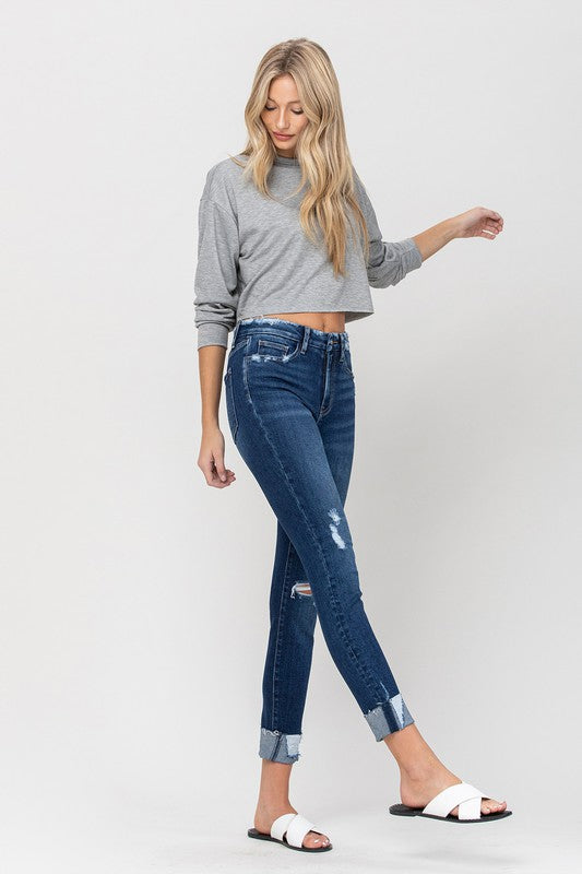 High-Rise Distressed Skinny Jeans