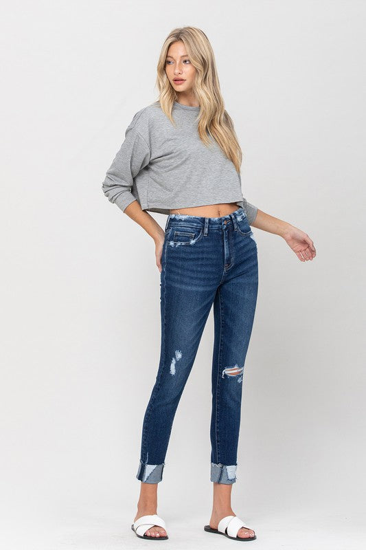 High-Rise Distressed Skinny Jeans