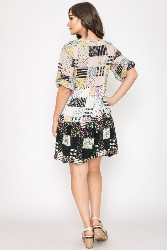 Ditsy Floral Patch Work Dress