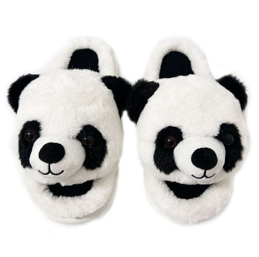 Panda Smiles Fuzzy Slippers