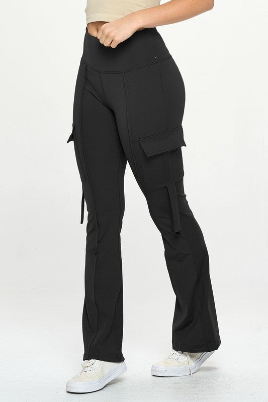 High Waist Cargo Flare Leggings