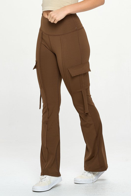 High Waist Cargo Flare Leggings