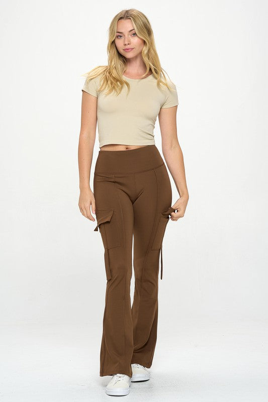 High Waist Cargo Flare Leggings