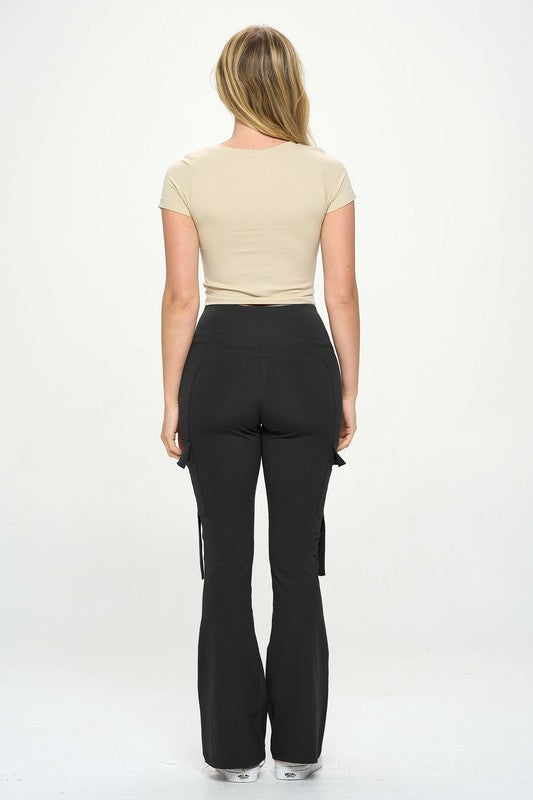 High Waist Cargo Flare Leggings