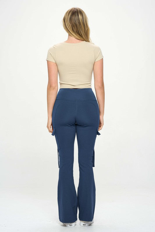 High Waist Cargo Flare Leggings