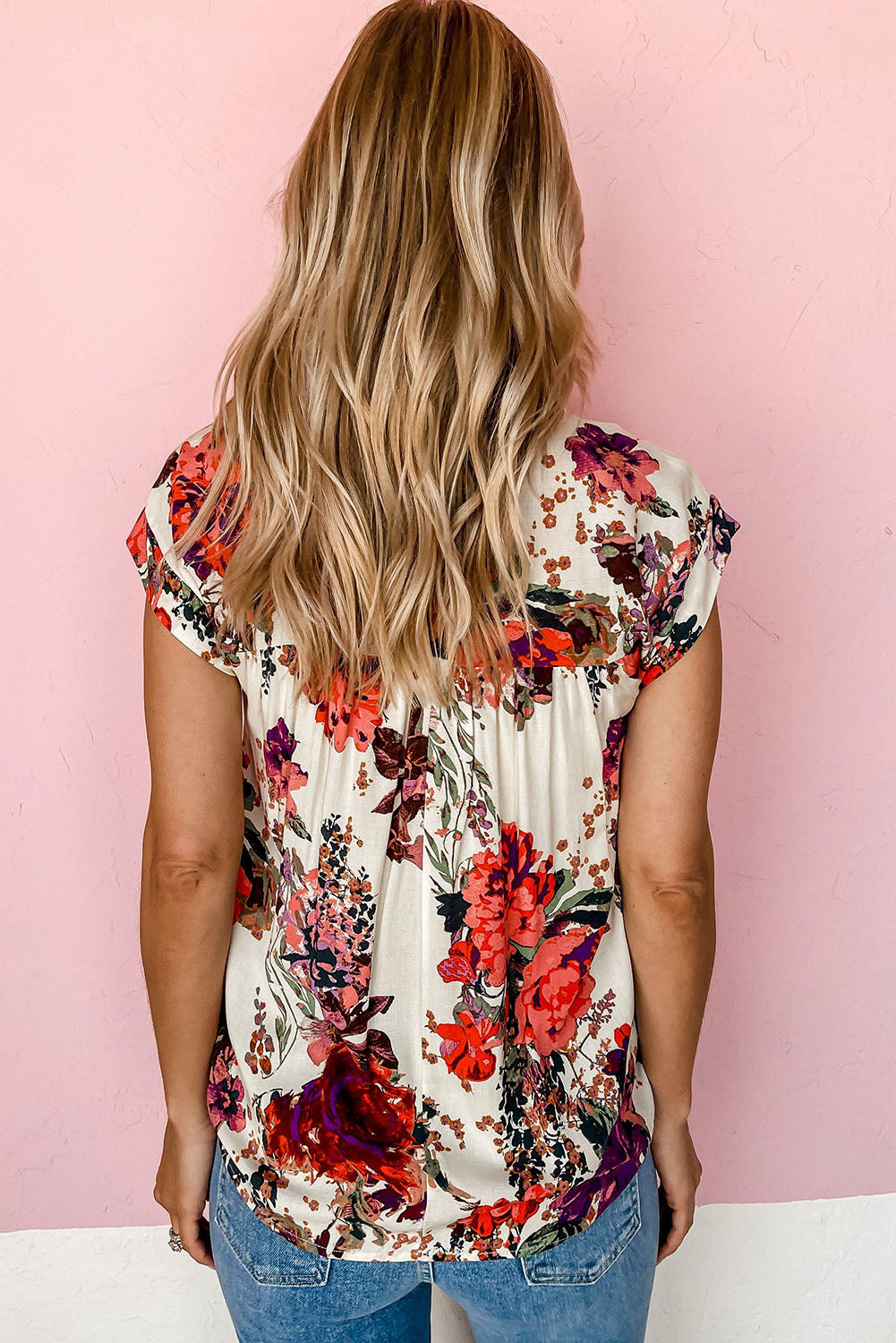 Red Floral Blouse