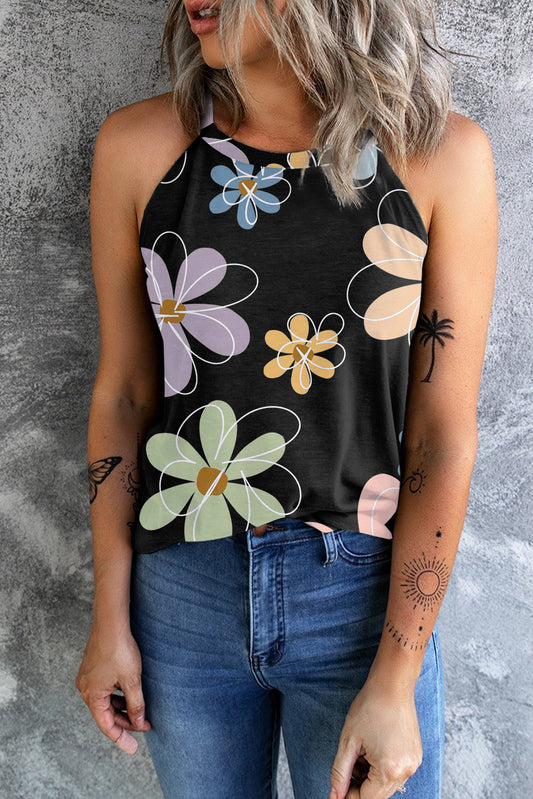 Printed Round-Neck Tank