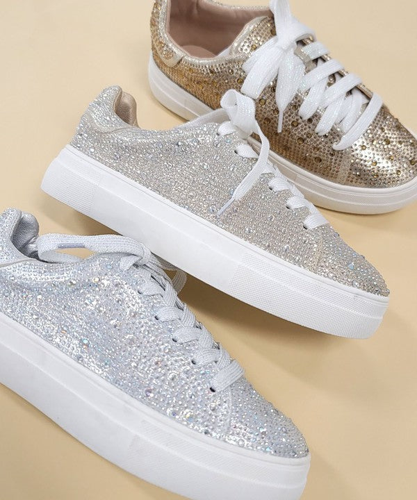 Rhinestone Sneakers in Gold, Champagne, Silver