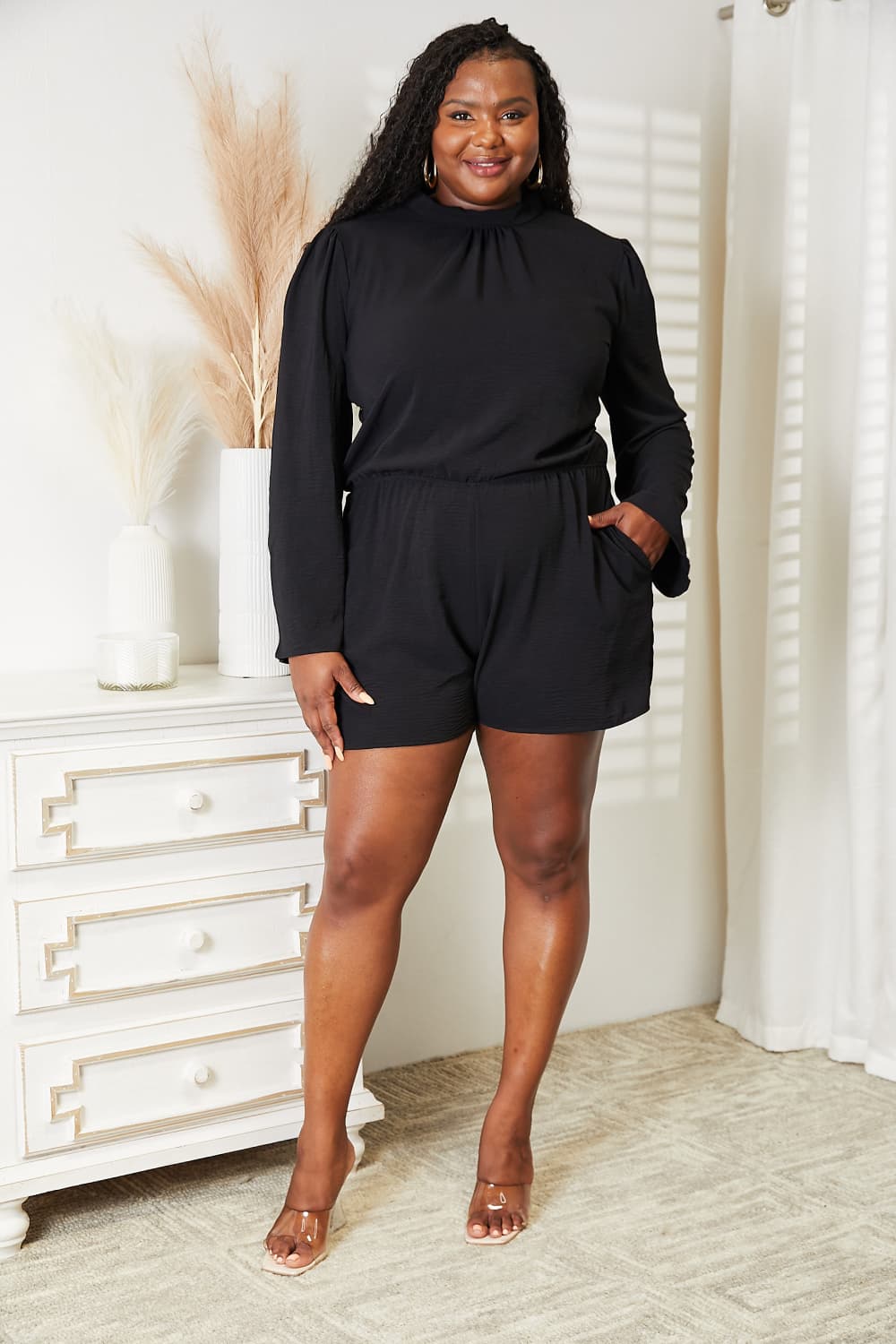 Culture Code Open-Back Romper with Pockets