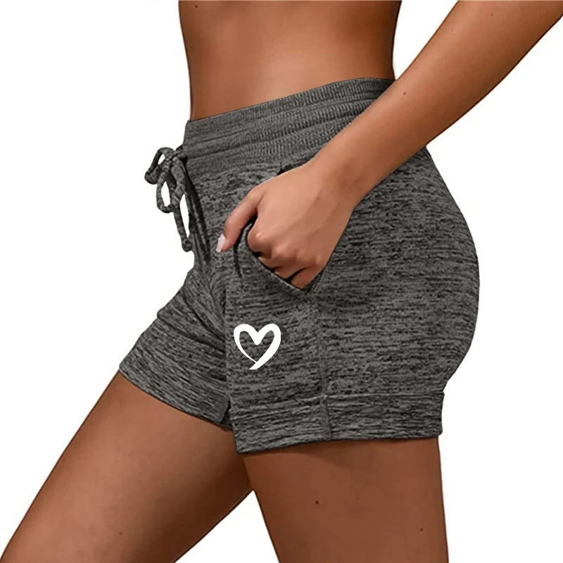 Women's Heart Printed Slim-Fit Shorts