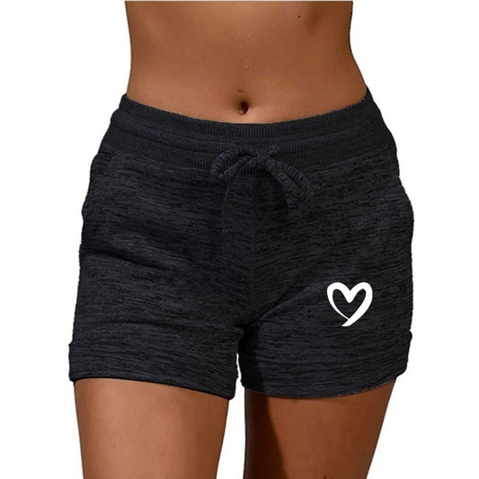 Women's Heart Printed Slim-Fit Shorts