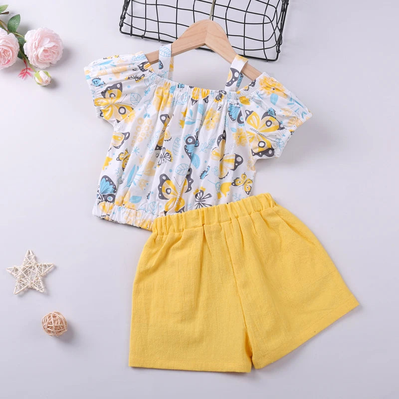 Humor Bear Girl's Top+ Bow Shorts Set