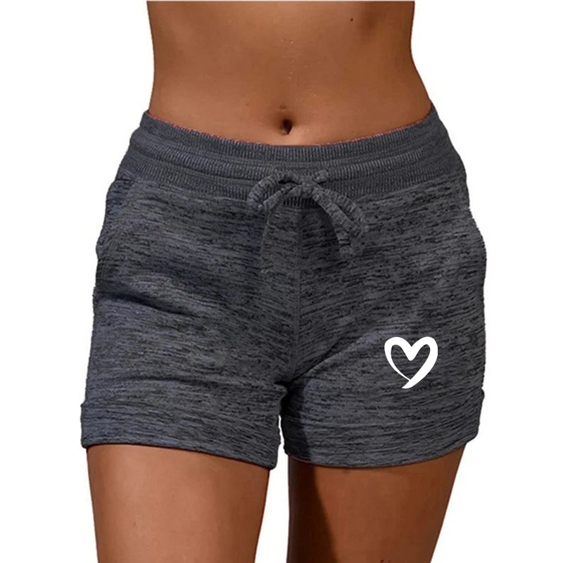 Women's Heart Printed Slim-Fit Shorts