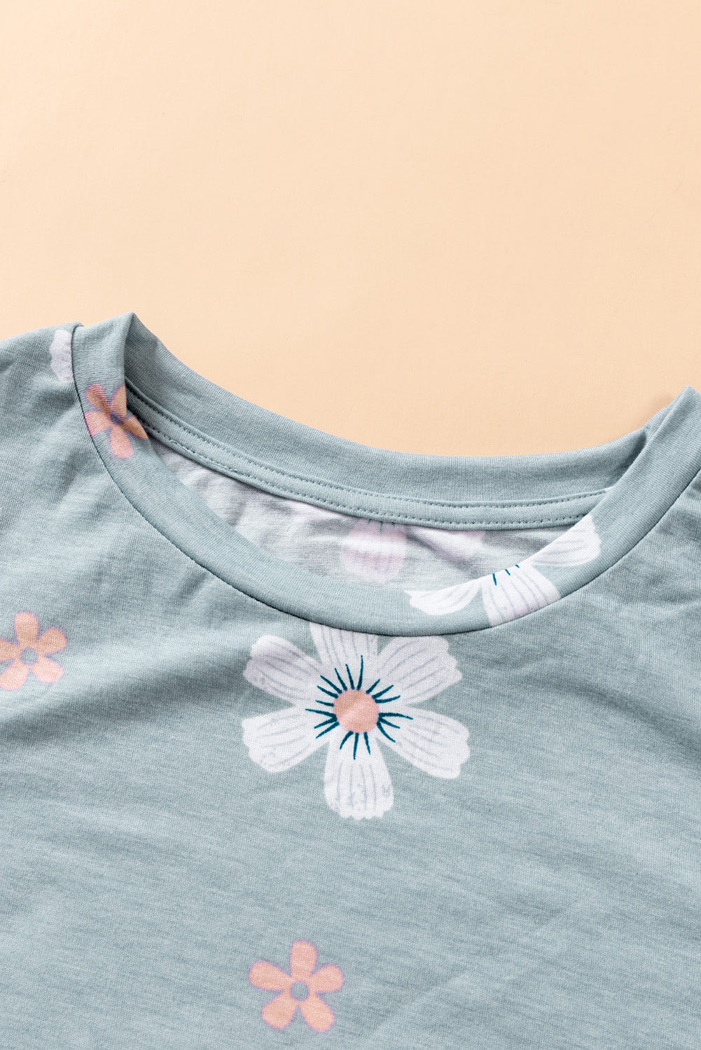 Gray Floral Pattern T-shirt