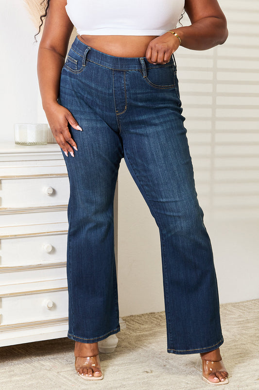 Judy Blue Elastic Waist Slim Bootcut Jeans