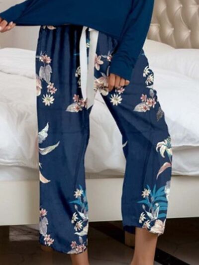 Solid Top and Printed Pants Set