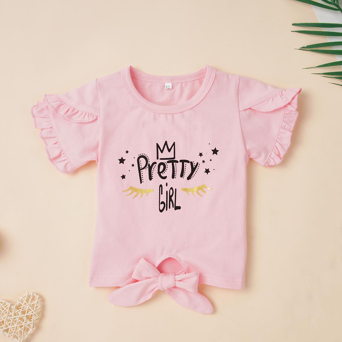 PRETTY GIRL Graphic T-Shirt and Floral Print Pants Set