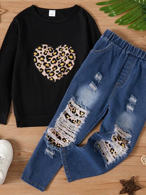 Leopard Heart Top and Pants Set