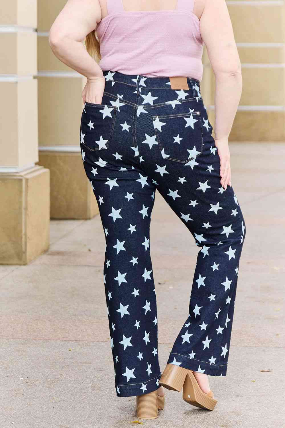 Judy Blue Janelle  Star-Print Flare Jeans