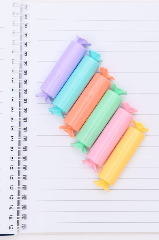 6 Candy Shaped, Pastel Colored Highlighters