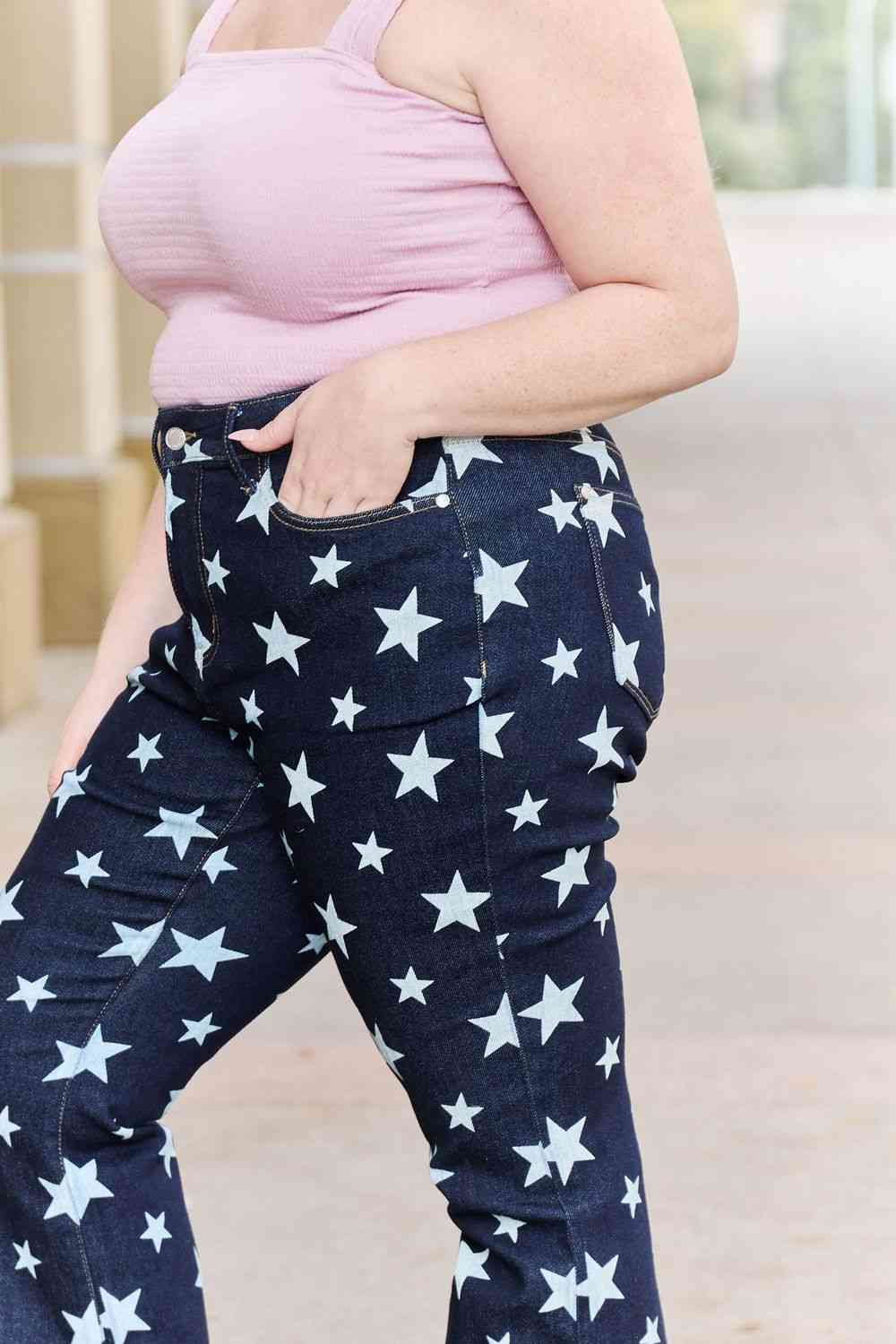 Judy Blue Janelle  Star-Print Flare Jeans