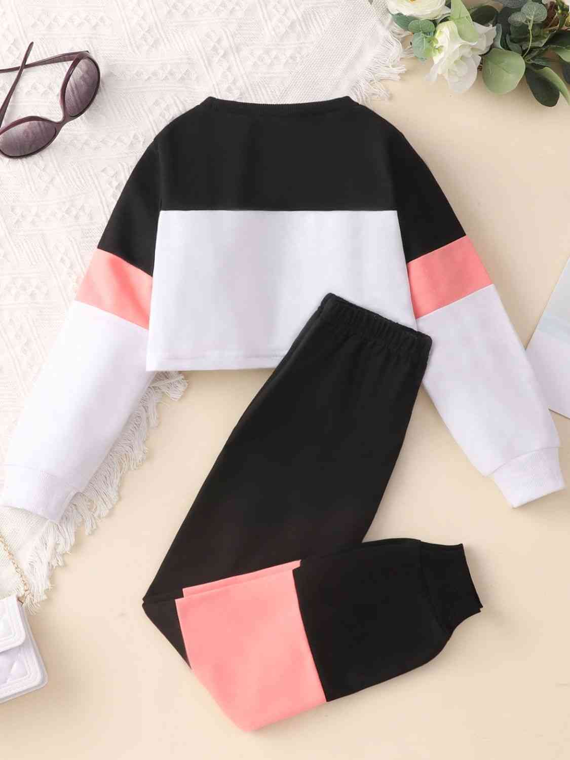 Pink/Black Sweatshirt and Joggers Set