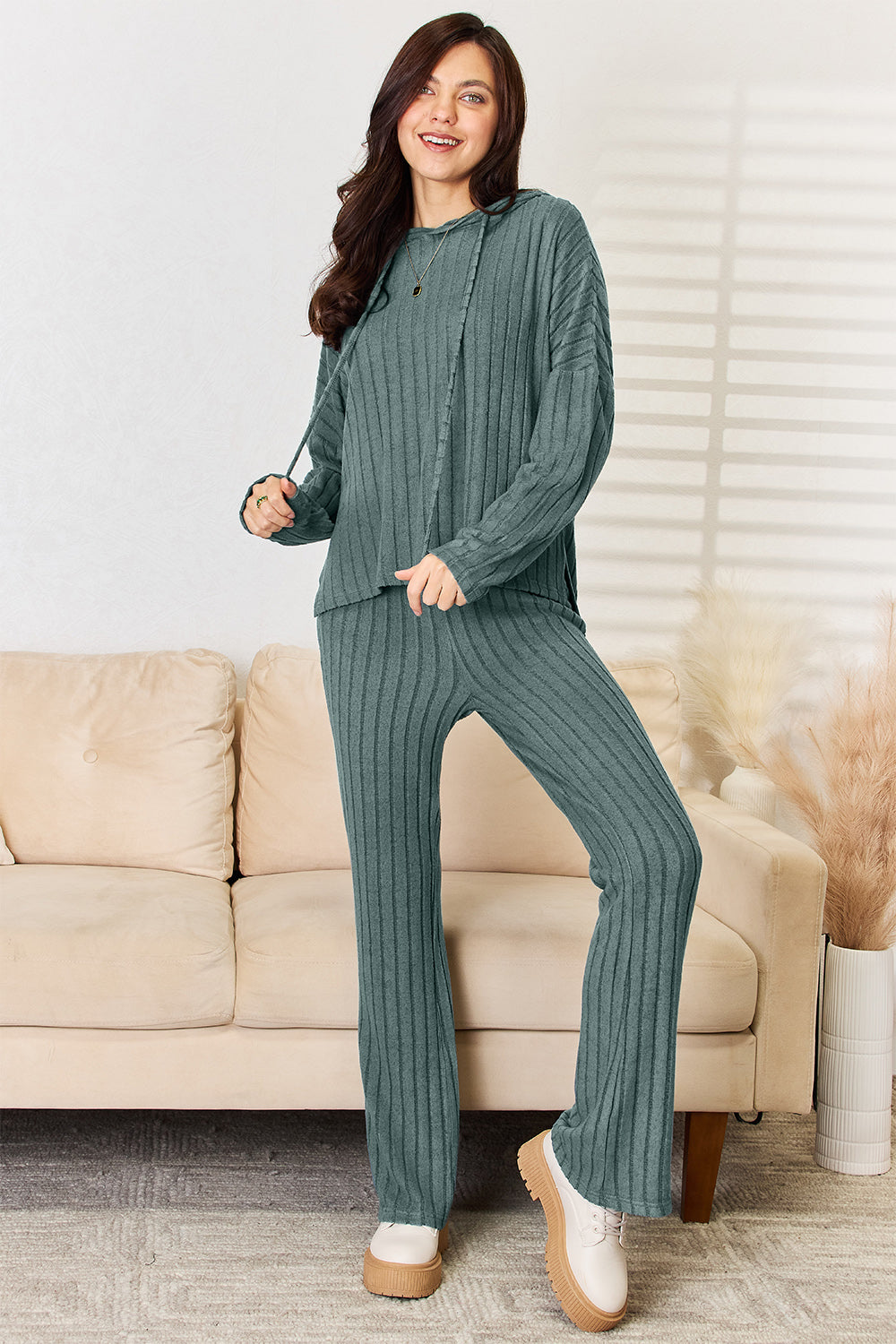 Basic Bae Ribbed Top and Pants Set